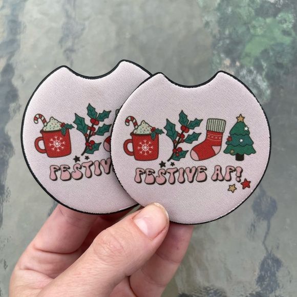 Festive AF Car Coaster Set | Christmas Coaster Set - Picture 1 of 12